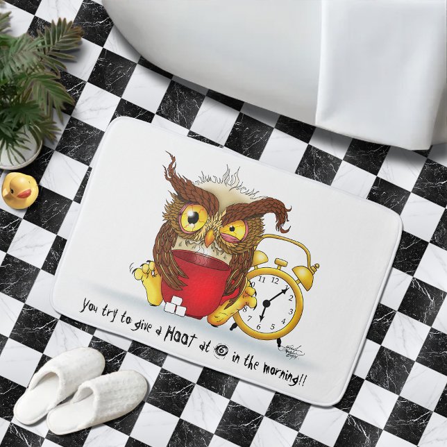 Funny Morning Cranking Owl Badematte (Von Creator hochgeladen)
