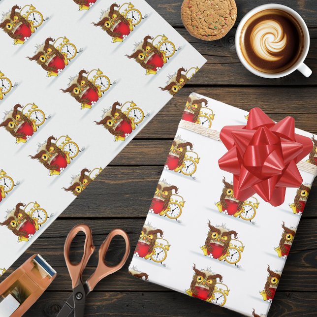 Funny Morning Cranking Owl Geschenkpapier (Von Creator hochgeladen)