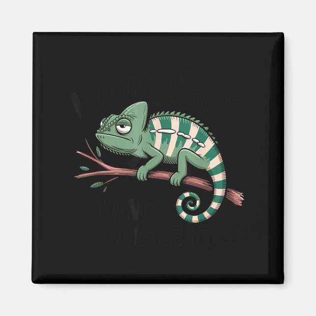 Funny Morning Person Coffee Lover Chameleon  Magnet (Vorne)