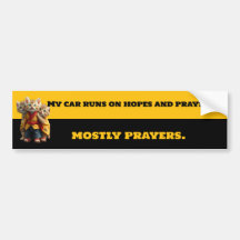Funny Mostly Prayers Bumper Sticker - Monk Cat Car