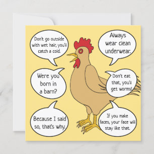 Funny Mother Hen Advice Mother's Day   Gelb
