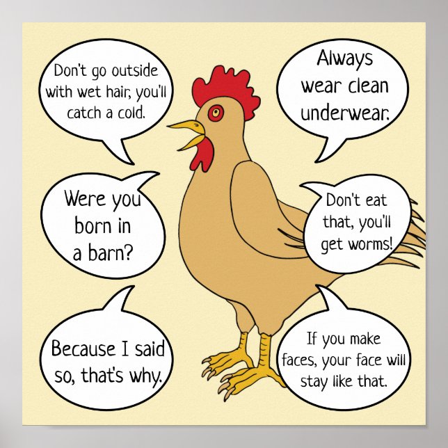 Funny Mother Hen Advice Mother's Day Poster (Vorne)