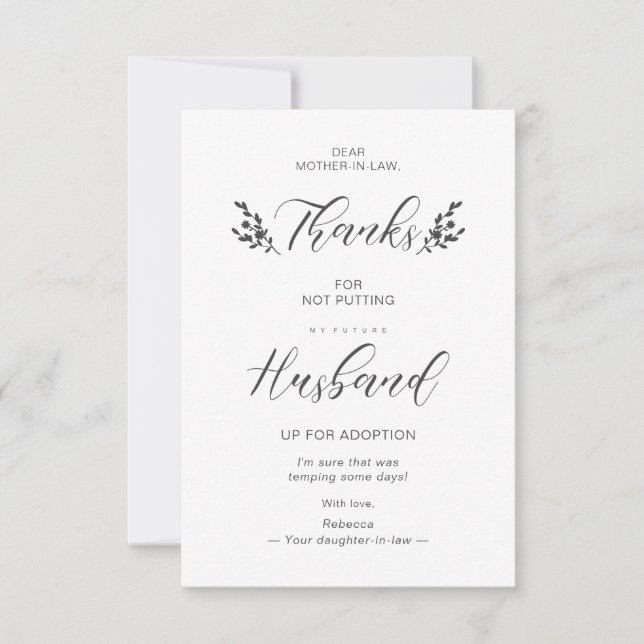 Funny Mother-in-law Quote Botanical Handwriting (Vorderseite)