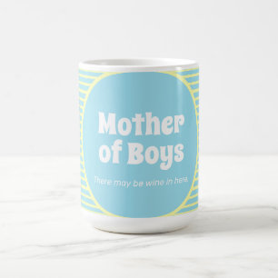 Funny Mother of Boys Pastel Stripes Kaffeetasse
