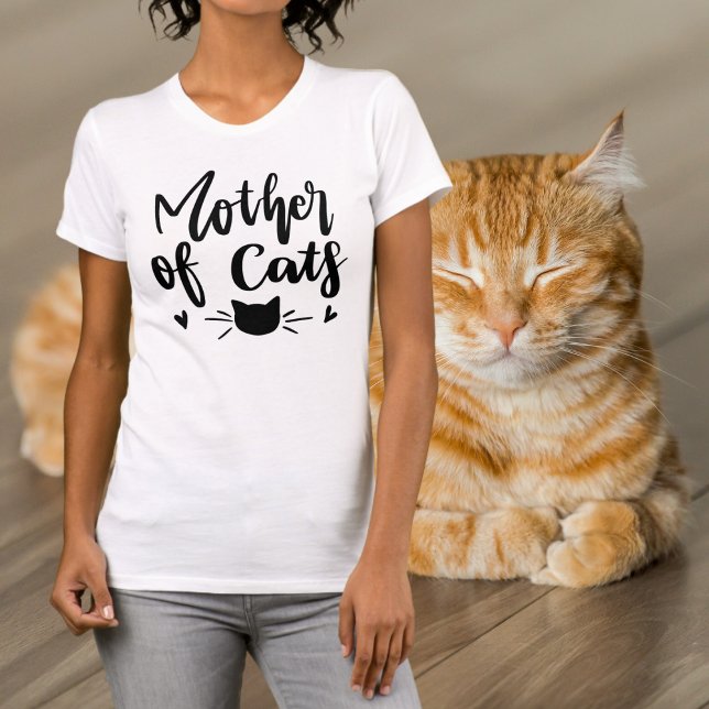 Funny Mother of Cats Black Wording T-Shirt (Von Creator hochgeladen)