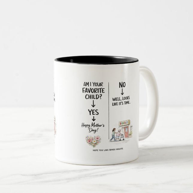 Funny Mothers Day Mug Favorite Child Sarcastic Gif Zweifarbige Tasse (VorderseiteRechts)