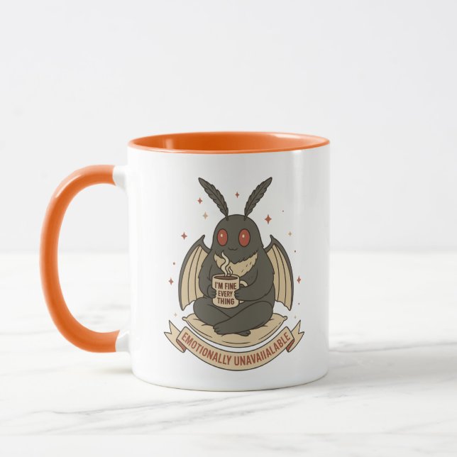 Funny Mothman Mug – Emotional Support Cryptid Coff Tasse (Links)