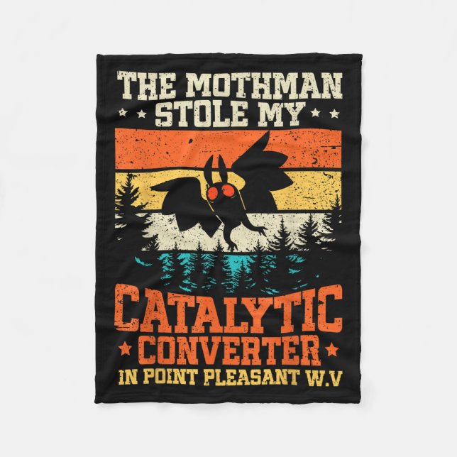Funny Mothman Stole My Catalytic Converter Mothman Fleecedecke (Vorderseite)