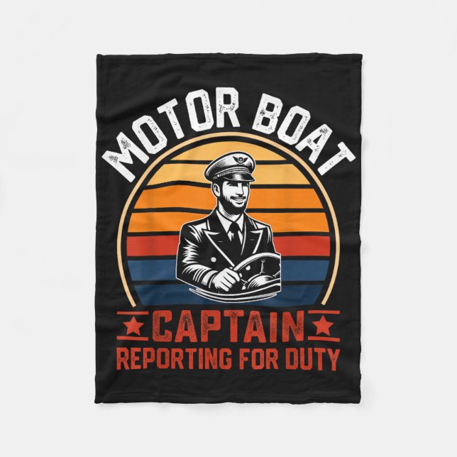 Funny Motor Boat Captain Reporting For Duty Summer Fleecedecke (Vorderseite)
