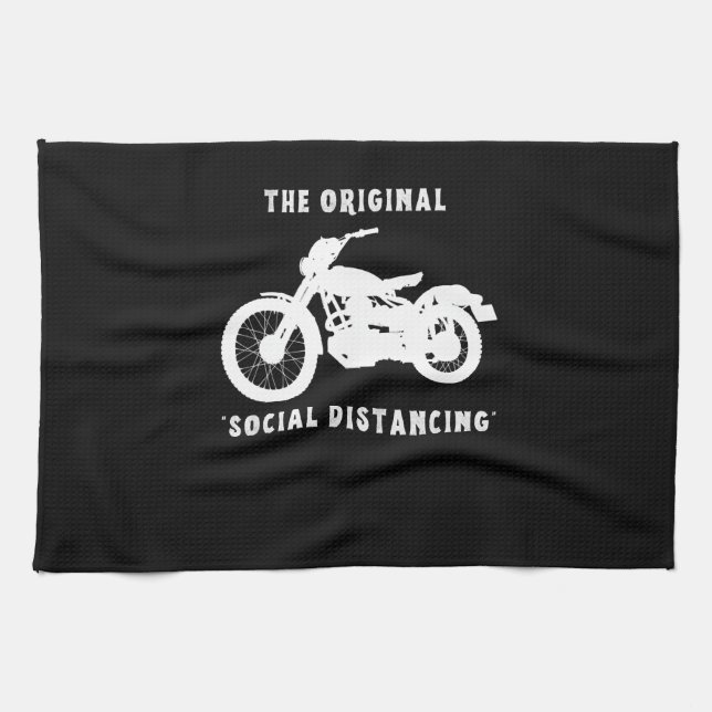 Funny Motorrad Original soziale Distanz Geschirrtuch (Horizontal)