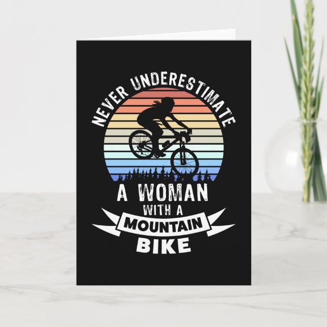 Funny Mountain Biking MTB Geschenk für Frauen Karte (Vorderseite)