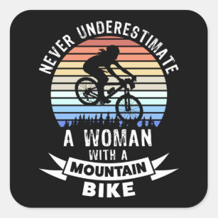 Funny Mountain Biking MTB Geschenk für Frauen Quadratischer Aufkleber