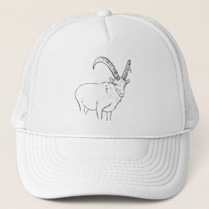 Funny Mountain Goat Line Zeichnend Tierart Design Truckerkappe