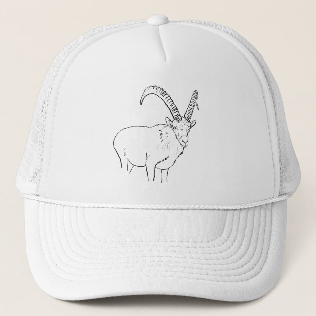 Funny Mountain Goat Line Zeichnend Tierart Design Truckerkappe (Vorderseite)