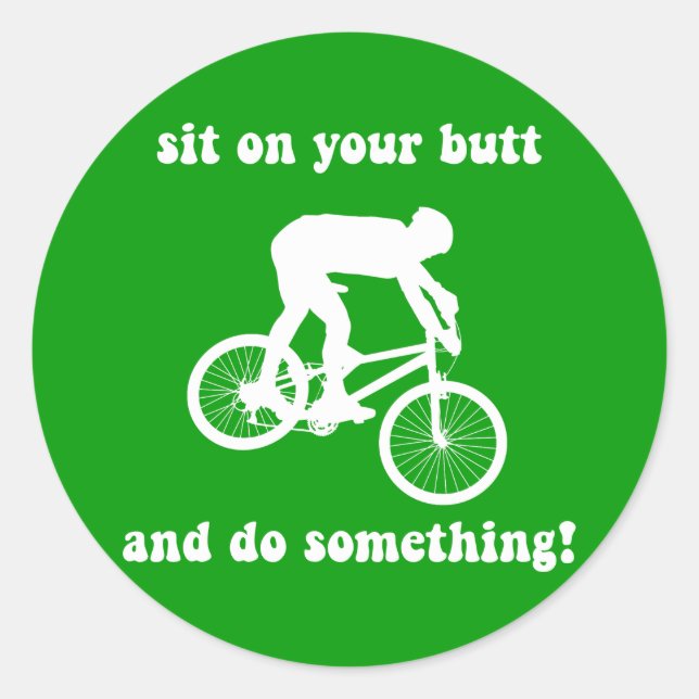 Funny Mountainbike Runder Aufkleber (Vorderseite)