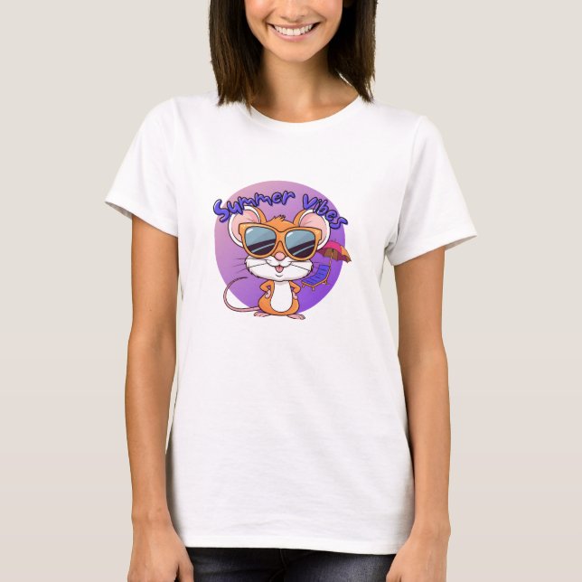 Funny Mouse Summer Vibes T-Shirt (Vorderseite)