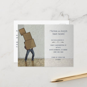 Funny Moving Boxes Neue Zuhause Ankündigungspostkarte