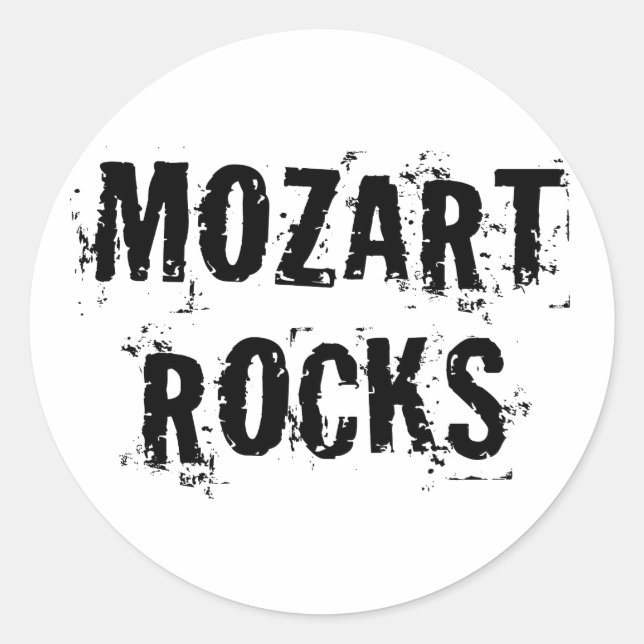 Funny Mozart Rocks Musikgeschenk Runder Aufkleber (Vorderseite)