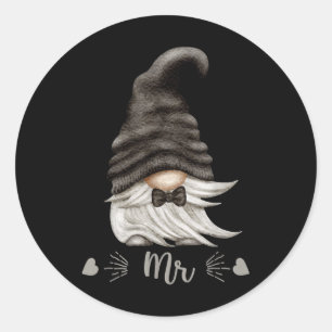 Funny Mr &amp; Mrs Gnome For Matching Couples - Gr Runder Aufkleber