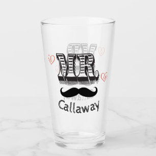 Funny Mr Mustache Name Glas