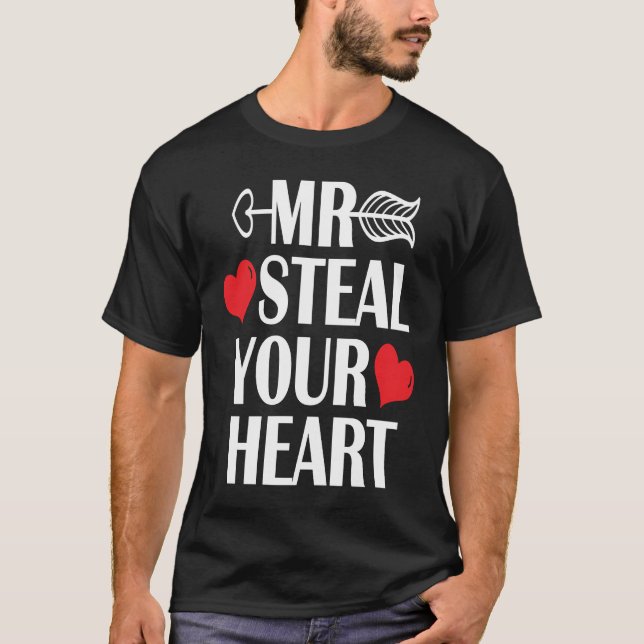 Funny Mr Steal Your Heart Valentines Day Boys Kids T-Shirt (Vorderseite)