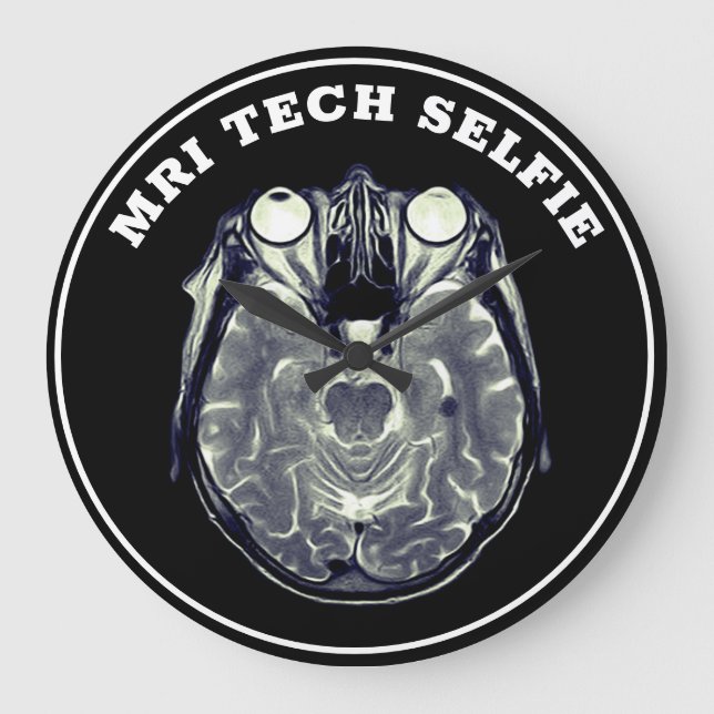 Funny MRI Tech Selfie Xray Large Clock Große Wanduhr (Vorderseite)
