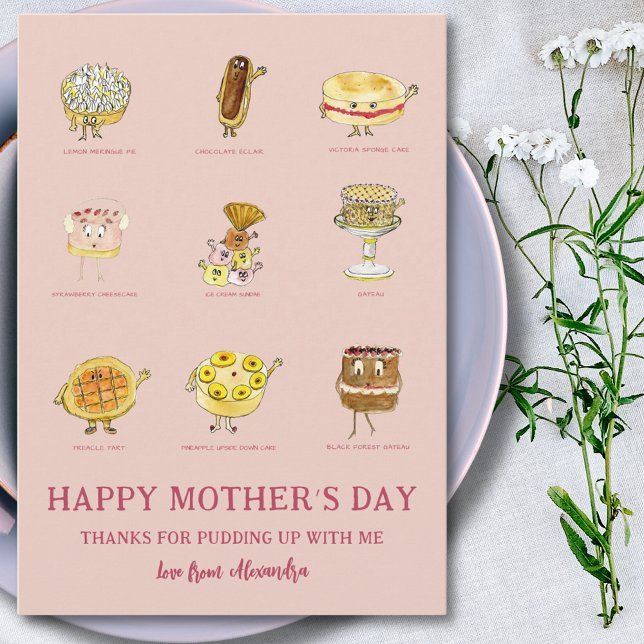 Funny Mthers Day Sprichwort Feiertagskarte (Cute cake cartoon funny Mother’s Day greetings card)