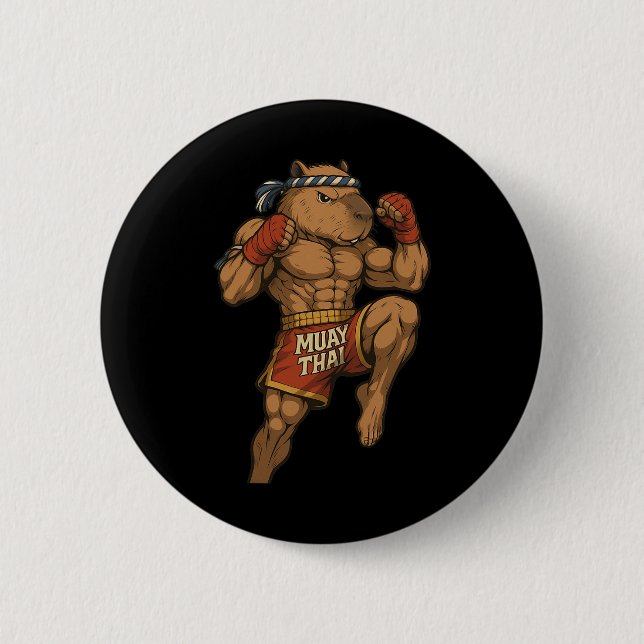 Funny Muay Thai Capybara Thai Boxing Martial Arts Button (Vorderseite)