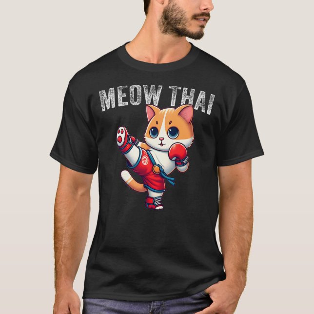 Funny Muay Thai Cat Meow Thai Boxing Martial Art K T-Shirt (Vorderseite)