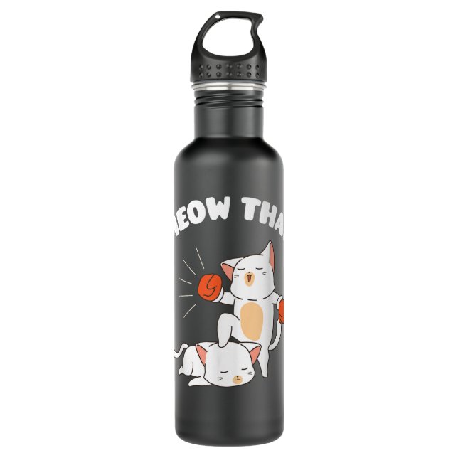 Funny Muay Thai Cats Thai Boxing Fighter Geschenk  Edelstahlflasche (Vorderseite)