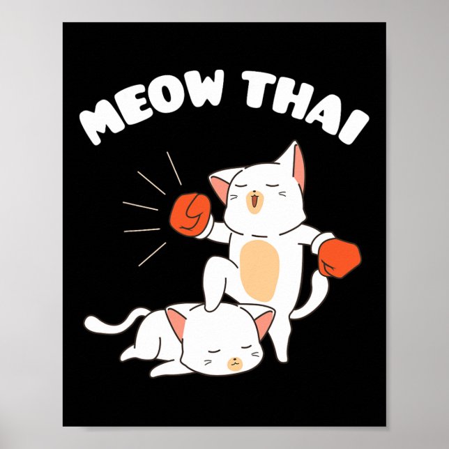 Funny Muay Thai Cats Thai Boxing Fighter Geschenk Poster (Vorne)