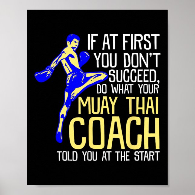 Funny Muay Thai Coach Boxing Design  Poster (Vorne)