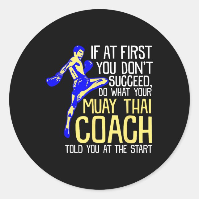 Funny Muay Thai Coach Boxing Design  Runder Aufkleber (Vorderseite)