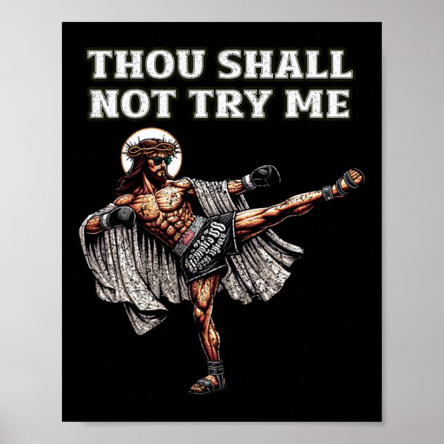 Funny Muay Thai Lord Jesus Thai Boxing Kickboxing  Poster (Vorne)