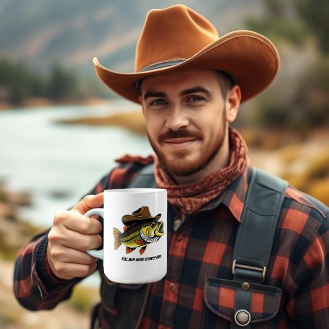 Funny Mug Bass Fish mit Cowboy Hat Kaffeetasse (Gift for Him- Funny Fish Wearing a Cowboy Hat Coffee Mug )