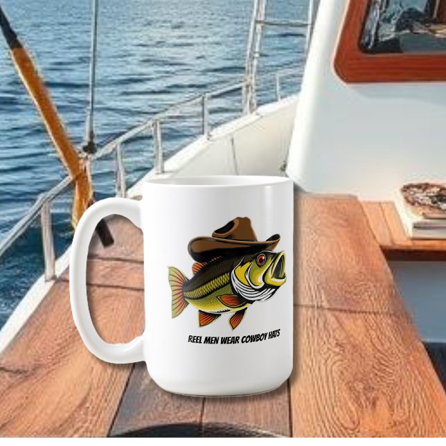 Funny Mug Bass Fish mit Cowboy Hat Kaffeetasse (Funny Mug Bass Fish with a Cowboy Hat  fathers day gift)
