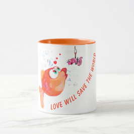 Funny Mug Fish and Worm - Benutzerdefinierter Text Tasse