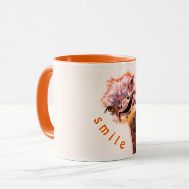Funny Mug Geschenk Glück spielend Strauß - Lächeln Tasse (Vorderseite Links)