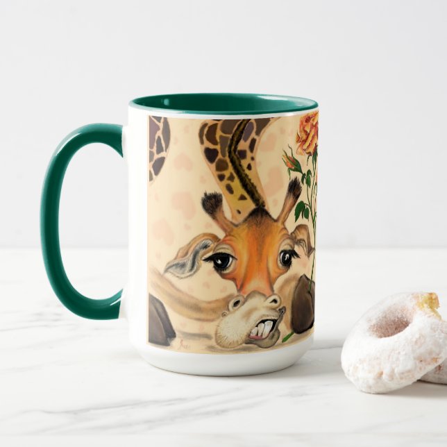 Funny Mug Geschenk Romantische Giraffe - Gentleman Tasse (Mit Donut)