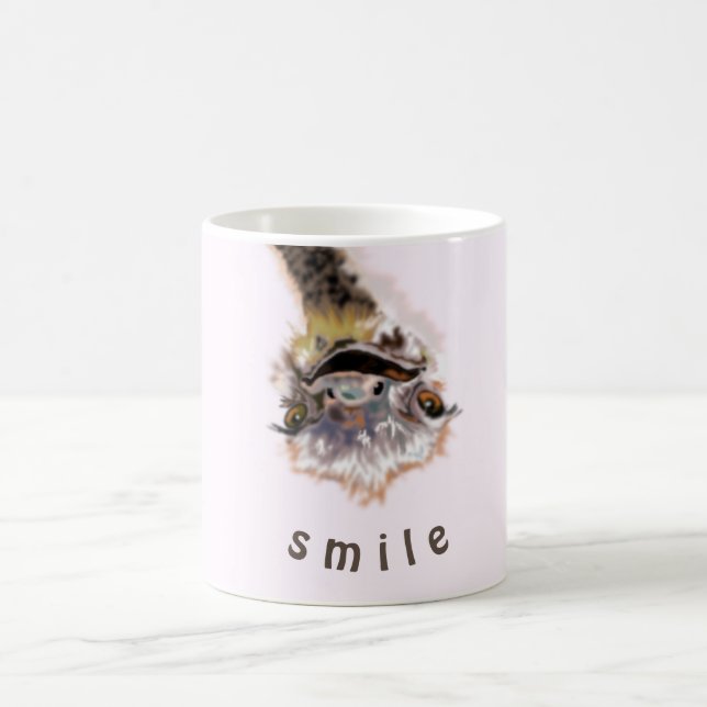 Funny Mug glücklich spielender Strauß - Lächeln Kaffeetasse (Mittel)