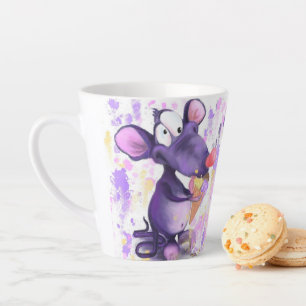 Funny Mug mit Happy Lila Mouse Eat Ice Creme Milchtasse