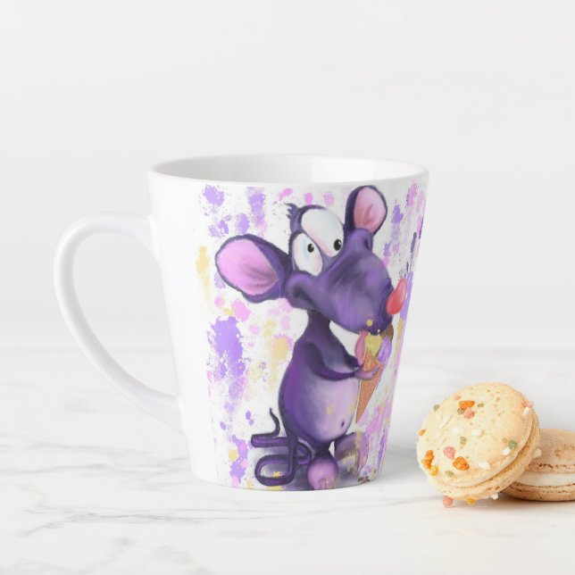 Funny Mug mit Happy Lila Mouse Eat Ice Creme Milchtasse (Beispiel)