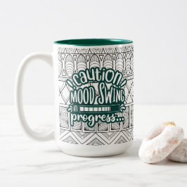 Funny Mug: Vorsicht Swing in Progress Green Zweifarbige Tasse