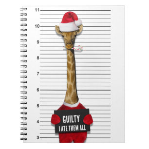 Funny Mugshot Guilty Giraffe Christmas Notizblock