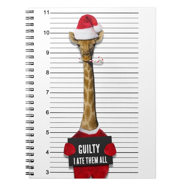 Funny Mugshot Guilty Giraffe Weihnachten Notizblock (Vorderseite)