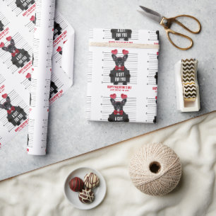 Funny Mugshot Guilty Liebe Hund Valentinstag Geschenkpapier