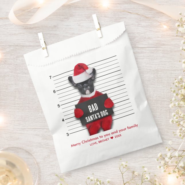 Funny Mugshot Weihnachten Bad Santa's Dog Geschenktütchen (Ausgeschnitten)