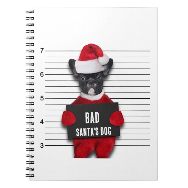 Funny Mugshot Weihnachten Bad Santa's Dog Notizblock (Vorderseite)