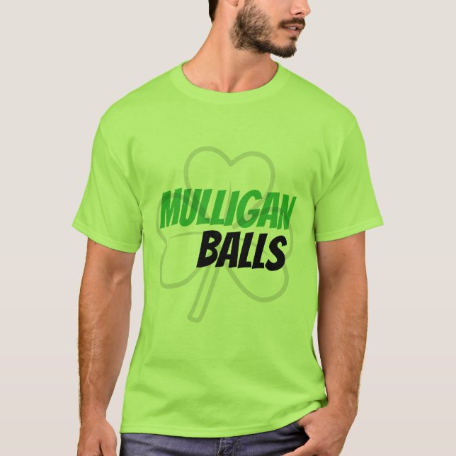 Funny Mulligan Balls Green Irish Clover Golf T-Shirt (Vorderseite)