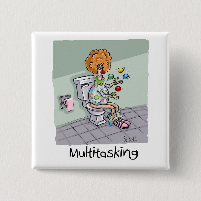 Funny Multitasking Clown Cards und Geschenke Button (Vorderseite)